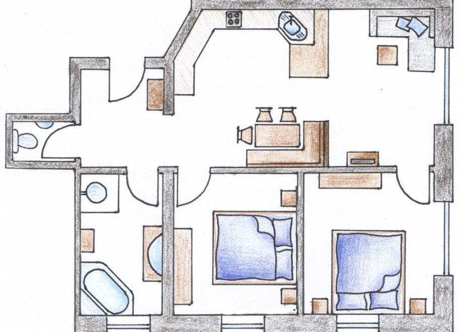 Ferienwohnung Prielblick Hochhubergut Grundriss