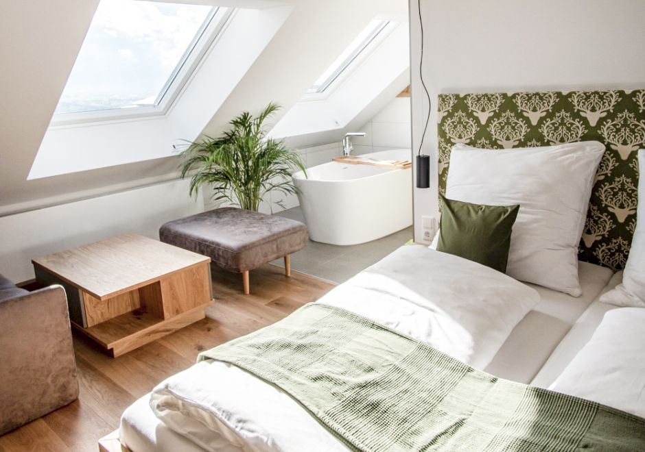 Hochhubergut Steyrtalblick Zimmer Bett