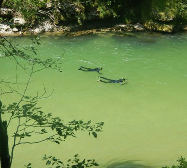 Hochhubergut Aktivität an der Steyr Flussschnorcheln